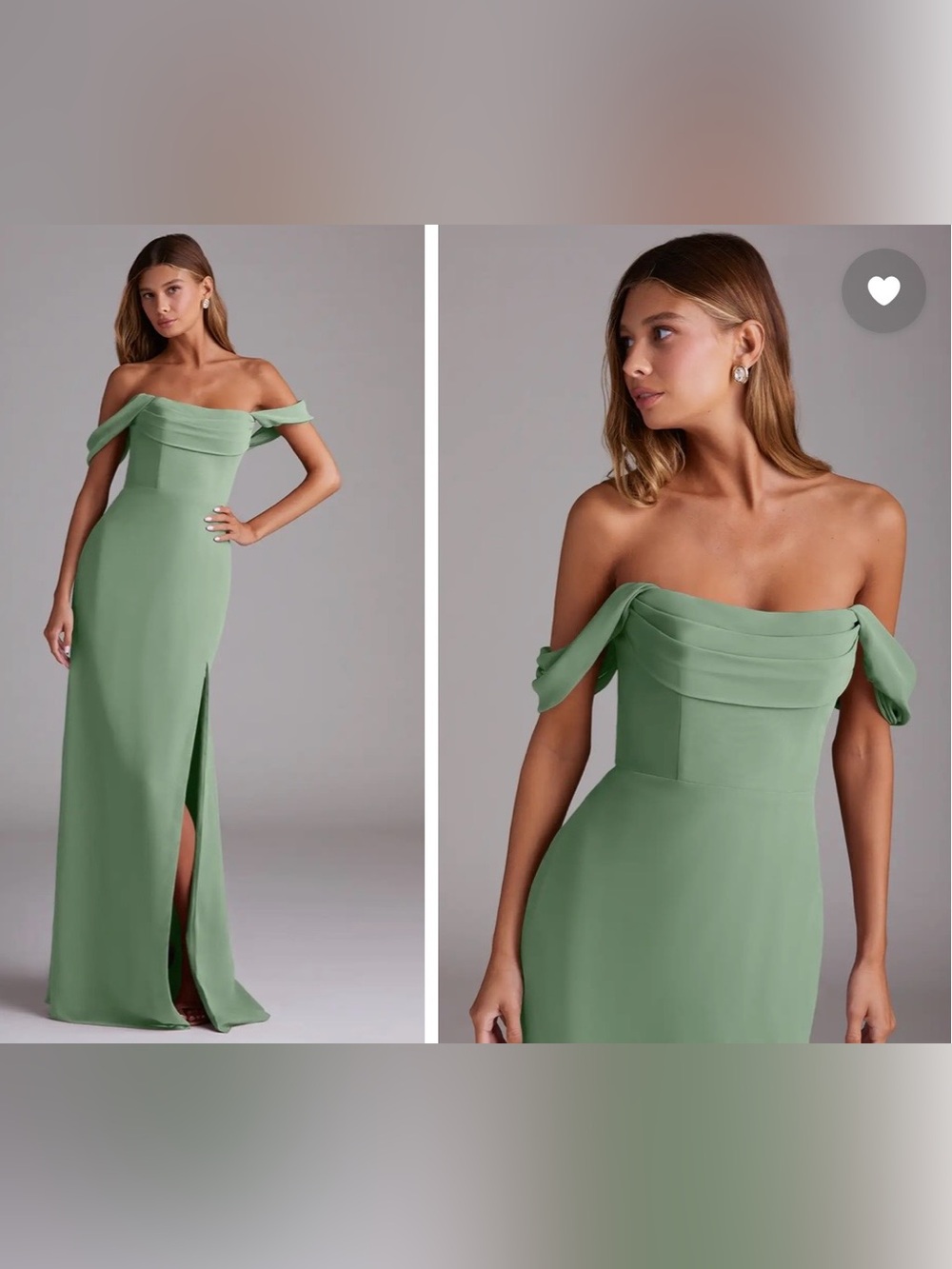Azazie Saige Matcha A-Line Off the Shoulder Chiffon Convertible Dress